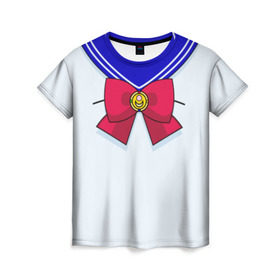 Женская футболка 3D с принтом Матроска , 100% полиэфир ( синтетическое хлопкоподобное полотно) | прямой крой, круглый вырез горловины, длина до линии бедер | sailor moon | костюм | луна | сейлор мун | сейлормун