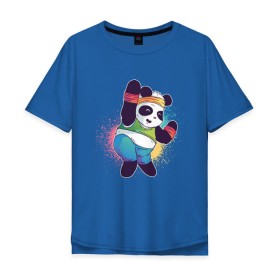 Мужская футболка хлопок Oversize с принтом Панда Зумба , 100% хлопок | свободный крой, круглый ворот, “спинка” длиннее передней части | Тематика изображения на принте: dance | зумба | панда | танцует | танцы | фитнес