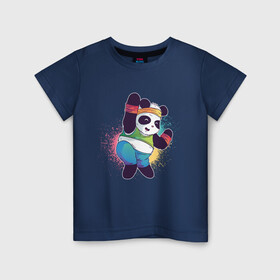 Детская футболка хлопок с принтом Панда Зумба , 100% хлопок | круглый вырез горловины, полуприлегающий силуэт, длина до линии бедер | Тематика изображения на принте: dance | зумба | панда | танцует | танцы | фитнес