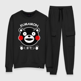 Женский костюм хлопок с принтом KUMAMON , 100% хлопок | на свитшоте круглая горловина, мягкая резинка по низу. Брюки заужены к низу, на них два вида карманов: два 