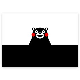 Поздравительная открытка с принтом KUMAMON , 100% бумага | плотность бумаги 280 г/м2, матовая, на обратной стороне линовка и место для марки
 | japanese | kumamon | kumamoto | аниме | игрушка | кумамон | кумамото сапурайдзу | персонаж | талисман | япония