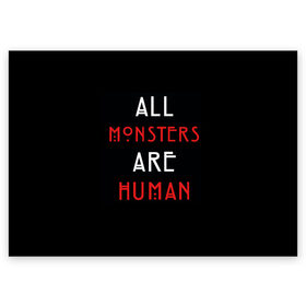 Поздравительная открытка с принтом All Monsters Are Human , 100% бумага | плотность бумаги 280 г/м2, матовая, на обратной стороне линовка и место для марки
 | all | american | are | horror | humans | monstars | series | story | американская | все | история | люди | монстры | сериал | сериалы | ужасов | ужасы