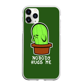 Чехол для iPhone 11 Pro матовый с принтом Nobody Hugs Me , Силикон |  | cactus | hugs | me | nobody | sad | горшок | горшочек | грусть | кактус | надпись | обнимашки | объятия | печаль | тоска