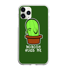 Чехол для iPhone 11 Pro Max матовый с принтом Nobody Hugs Me , Силикон |  | cactus | hugs | me | nobody | sad | горшок | горшочек | грусть | кактус | надпись | обнимашки | объятия | печаль | тоска