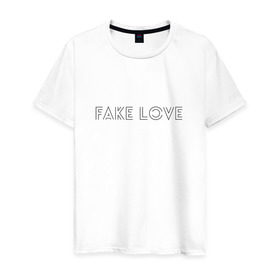 Мужская футболка хлопок с принтом FAKE LOVE BTS , 100% хлопок | прямой крой, круглый вырез горловины, длина до линии бедер, слегка спущенное плечо. | bangtan boys | beyond the scene | bts | k pop | music | арэм | ви | джей хоуп | джин | музыка | сюга | чимин | чонгук