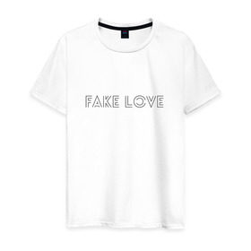 Мужская футболка хлопок с принтом FAKE LOVE BTS , 100% хлопок | прямой крой, круглый вырез горловины, длина до линии бедер, слегка спущенное плечо. | Тематика изображения на принте: bangtan boys | beyond the scene | bts | k pop | music | арэм | ви | джей хоуп | джин | музыка | сюга | чимин | чонгук