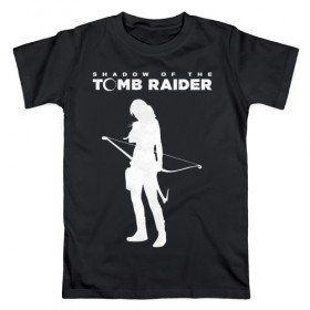 Мужская футболка хлопок с принтом Tomb Raider LOGO , 100% хлопок | прямой крой, круглый вырез горловины, длина до линии бедер, слегка спущенное плечо. | Тематика изображения на принте: воительница | женщина | игра | крофт | лара | персонаж