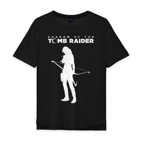 Мужская футболка хлопок Oversize с принтом Tomb Raider LOGO , 100% хлопок | свободный крой, круглый ворот, “спинка” длиннее передней части | Тематика изображения на принте: воительница | женщина | игра | крофт | лара | персонаж