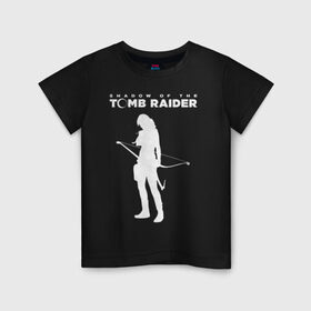Детская футболка хлопок с принтом Tomb Raider LOGO , 100% хлопок | круглый вырез горловины, полуприлегающий силуэт, длина до линии бедер | Тематика изображения на принте: воительница | женщина | игра | крофт | лара | персонаж