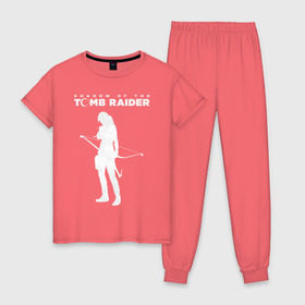 Женская пижама хлопок с принтом Tomb Raider LOGO , 100% хлопок | брюки и футболка прямого кроя, без карманов, на брюках мягкая резинка на поясе и по низу штанин | воительница | женщина | игра | крофт | лара | персонаж
