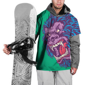 Накидка на куртку 3D с принтом Neon Yeti , 100% полиэстер |  | Тематика изображения на принте: beast | gorilla | monster | горилла | животное | йети | монстр