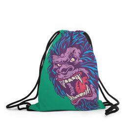 Рюкзак-мешок 3D с принтом Neon Yeti , 100% полиэстер | плотность ткани — 200 г/м2, размер — 35 х 45 см; лямки — толстые шнурки, застежка на шнуровке, без карманов и подкладки | beast | gorilla | monster | горилла | животное | йети | монстр
