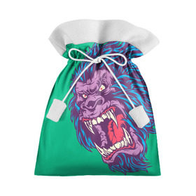 Подарочный 3D мешок с принтом Neon Yeti , 100% полиэстер | Размер: 29*39 см | Тематика изображения на принте: beast | gorilla | monster | горилла | животное | йети | монстр