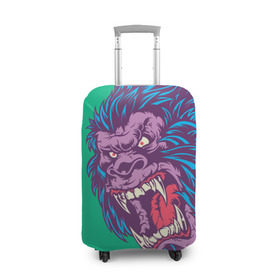 Чехол для чемодана 3D с принтом Neon Yeti , 86% полиэфир, 14% спандекс | двустороннее нанесение принта, прорези для ручек и колес | beast | gorilla | monster | горилла | животное | йети | монстр