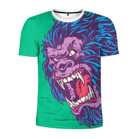 Мужская футболка 3D спортивная с принтом Neon Yeti , 100% полиэстер с улучшенными характеристиками | приталенный силуэт, круглая горловина, широкие плечи, сужается к линии бедра | Тематика изображения на принте: beast | gorilla | monster | горилла | животное | йети | монстр