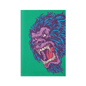 Обложка для паспорта матовая кожа с принтом Neon Yeti , натуральная матовая кожа | размер 19,3 х 13,7 см; прозрачные пластиковые крепления | beast | gorilla | monster | горилла | животное | йети | монстр
