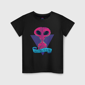Детская футболка хлопок с принтом Пришелец , 100% хлопок | круглый вырез горловины, полуприлегающий силуэт, длина до линии бедер | Тематика изображения на принте: alien | aliens | инопланетяне | инопланетянин | нло | пришелец | пришельцы | чужой