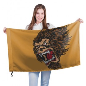 Флаг 3D с принтом Forest Yeti , 100% полиэстер | плотность ткани — 95 г/м2, размер — 67 х 109 см. Принт наносится с одной стороны | Тематика изображения на принте: beast | gorilla | monster | горилла | животное | йети | монстр
