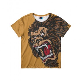 Детская футболка 3D с принтом Forest Yeti , 100% гипоаллергенный полиэфир | прямой крой, круглый вырез горловины, длина до линии бедер, чуть спущенное плечо, ткань немного тянется | beast | gorilla | monster | горилла | животное | йети | монстр