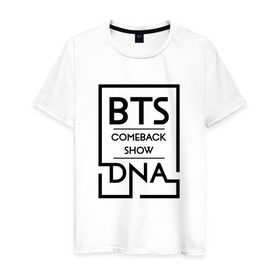 Мужская футболка хлопок с принтом BTS DNA , 100% хлопок | прямой крой, круглый вырез горловины, длина до линии бедер, слегка спущенное плечо. | Тематика изображения на принте: bangtan boys | beyond the scene | bts | comeback show | dna | k pop | music | арэм | ви | джей хоуп | джин | музыка | сюга | чимин | чонгук