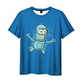Мужская футболка 3D с принтом Bender Nevermind , 100% полиэфир | прямой крой, круглый вырез горловины, длина до линии бедер | bender | futurama | mult | nevermind | nirvana | simpsons | zoidberg | бендер | зойдберг | мульт | мультик | мультфильм | симпсоны | футурама