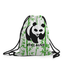 Рюкзак-мешок 3D с принтом Still Alive , 100% полиэстер | плотность ткани — 200 г/м2, размер — 35 х 45 см; лямки — толстые шнурки, застежка на шнуровке, без карманов и подкладки | alive | bamboo | green | greenpeace | panga | peace | still | бамбук | грин | гринпис | живая | живой | зеленый | мир | панда | панды | пис