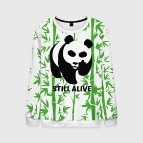 Мужской свитшот 3D с принтом Still Alive , 100% полиэстер с мягким внутренним слоем | круглый вырез горловины, мягкая резинка на манжетах и поясе, свободная посадка по фигуре | alive | bamboo | green | greenpeace | panga | peace | still | бамбук | грин | гринпис | живая | живой | зеленый | мир | панда | панды | пис