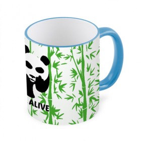 Кружка с принтом Still Alive , керамика | ёмкость 330 мл | Тематика изображения на принте: alive | bamboo | green | greenpeace | panga | peace | still | бамбук | грин | гринпис | живая | живой | зеленый | мир | панда | панды | пис