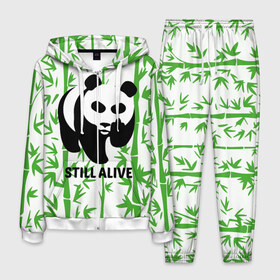Мужской костюм 3D с принтом Still Alive , 100% полиэстер | Манжеты и пояс оформлены тканевой резинкой, двухслойный капюшон со шнурком для регулировки, карманы спереди | alive | bamboo | green | greenpeace | panga | peace | still | бамбук | грин | гринпис | живая | живой | зеленый | мир | панда | панды | пис