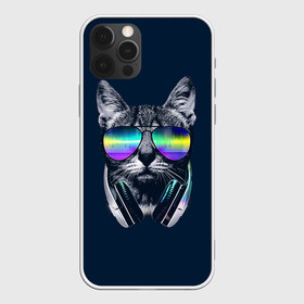 Чехол для iPhone 12 Pro Max с принтом Кот в Наушниках , Силикон |  | cat | cats | head | headphones | kitten | kitty | music | диджей | кот | котенок | коты | котята | кошка | кошки | музыка | наушники | очки | слушает | усы