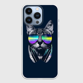 Чехол для iPhone 13 Pro с принтом Кот в Наушниках ,  |  | cat | cats | head | headphones | kitten | kitty | music | диджей | кот | котенок | коты | котята | кошка | кошки | музыка | наушники | очки | слушает | усы