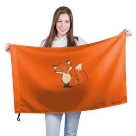 Флаг 3D с принтом Лисичка , 100% полиэстер | плотность ткани — 95 г/м2, размер — 67 х 109 см. Принт наносится с одной стороны | fox | foxes | ginger | orange | tail | лапки | лис | лиса | лисичка | лисички | лисы | оранжевый | рыжая | рыжий | хвост