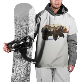 Накидка на куртку 3D с принтом Лесной Медведь , 100% полиэстер |  | bear | bears | forest | snow | tree | trees | winter | гора | горы | деревья | зима | лес | лесной | медведи | медведь | мишка | мишки | снег