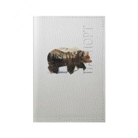 Обложка для паспорта матовая кожа с принтом Лесной Медведь , натуральная матовая кожа | размер 19,3 х 13,7 см; прозрачные пластиковые крепления | bear | bears | forest | snow | tree | trees | winter | гора | горы | деревья | зима | лес | лесной | медведи | медведь | мишка | мишки | снег