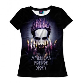 Женская футболка 3D с принтом American Horror Story , 100% полиэфир ( синтетическое хлопкоподобное полотно) | прямой крой, круглый вырез горловины, длина до линии бедер | 8 сезон | american | apocalypse | horror | story | американская | апокалипсис | история | сериал | ужасов