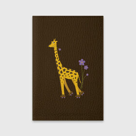 Обложка для паспорта матовая кожа с принтом Жираф на Роликах , натуральная матовая кожа | размер 19,3 х 13,7 см; прозрачные пластиковые крепления | 