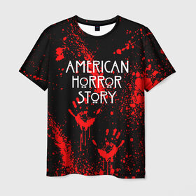 Мужская футболка 3D с принтом AMERICAN HORROR STORY , 100% полиэфир | прямой крой, круглый вырез горловины, длина до линии бедер | american horror story | blood | американская история ужасов | брызги | кровь | сериал | ужасы