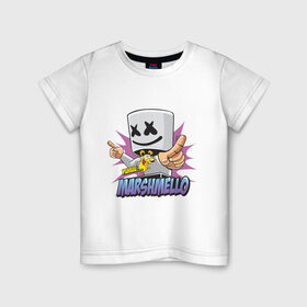 Детская футболка хлопок с принтом Marshmello , 100% хлопок | круглый вырез горловины, полуприлегающий силуэт, длина до линии бедер | dj | marshmello | marshmelo | в маске | диджей | клубная | клубняк | маршмелло | маршмеллоу | маршмело | маршмэллоу | музыка | электронная