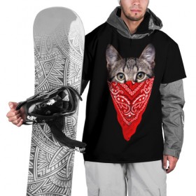 Накидка на куртку 3D с принтом Gangsta Cat , 100% полиэстер |  | cat | cats | gangsta | kitten | kitty | pussy | гангстер | кот | котенок | котик | котики | коты | котята | кошка | кошки | платок