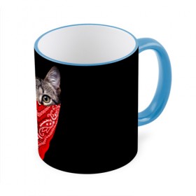 Кружка 3D с принтом Gangsta Cat , керамика | ёмкость 330 мл | Тематика изображения на принте: cat | cats | gangsta | kitten | kitty | pussy | гангстер | кот | котенок | котик | котики | коты | котята | кошка | кошки | платок