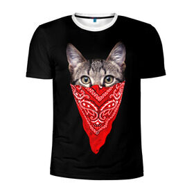 Мужская футболка 3D спортивная с принтом Gangsta Cat , 100% полиэстер с улучшенными характеристиками | приталенный силуэт, круглая горловина, широкие плечи, сужается к линии бедра | cat | cats | gangsta | kitten | kitty | pussy | гангстер | кот | котенок | котик | котики | коты | котята | кошка | кошки | платок