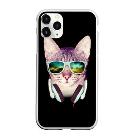 Чехол для iPhone 11 Pro матовый с принтом Кот в Наушниках , Силикон |  | cat | cats | kitten | kitty | pussy | диджей | кот | котенок | котик | котики | коты | котята | кошка | кошки | наушники | очки