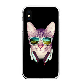 Чехол для iPhone XS Max матовый с принтом Кот в Наушниках , Силикон | Область печати: задняя сторона чехла, без боковых панелей | cat | cats | kitten | kitty | pussy | диджей | кот | котенок | котик | котики | коты | котята | кошка | кошки | наушники | очки