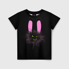 Детская футболка 3D с принтом Мрачный Зайчик , 100% гипоаллергенный полиэфир | прямой крой, круглый вырез горловины, длина до линии бедер, чуть спущенное плечо, ткань немного тянется | Тематика изображения на принте: creepy | ear | ears | rabbit | rabbits | scary | spooky | жуткий | зайцы | зайчик | зайчики | заяц | кролик | кролики | мрачный | страшный | ухо | уши | ушки