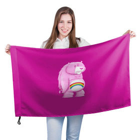 Флаг 3D с принтом Радужный Мишка , 100% полиэстер | плотность ткани — 95 г/м2, размер — 67 х 109 см. Принт наносится с одной стороны | 