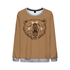 Мужской свитшот 3D с принтом Бурый Медведь , 100% полиэстер с мягким внутренним слоем | круглый вырез горловины, мягкая резинка на манжетах и поясе, свободная посадка по фигуре | bear | bears | brown | russia | russian | бурый | коричневый | косматый | лапы | медведи | медведь | россия | русский | хвост | хищник