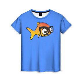 Женская футболка 3D с принтом Nerd Fish , 100% полиэфир ( синтетическое хлопкоподобное полотно) | прямой крой, круглый вырез горловины, длина до линии бедер | 