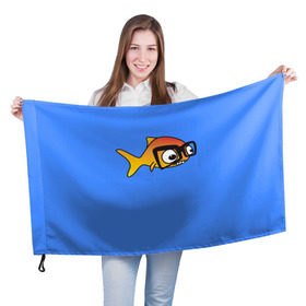 Флаг 3D с принтом Nerd Fish , 100% полиэстер | плотность ткани — 95 г/м2, размер — 67 х 109 см. Принт наносится с одной стороны | Тематика изображения на принте: 
