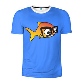 Мужская футболка 3D спортивная с принтом Nerd Fish , 100% полиэстер с улучшенными характеристиками | приталенный силуэт, круглая горловина, широкие плечи, сужается к линии бедра | Тематика изображения на принте: 