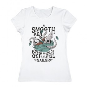 Женская футболка хлопок с принтом Кракен , 100% хлопок | прямой крой, круглый вырез горловины, длина до линии бедер, слегка спущенное плечо | для отдыха | кракен | летние | летняя | лето | море | морская | морские | морское чудовище | океан | осьминог